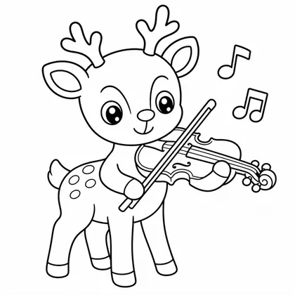 Dibujo de ciervo con violin para colorear