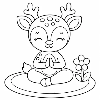 Dibujo de ciervo haciendo yoga para colorear