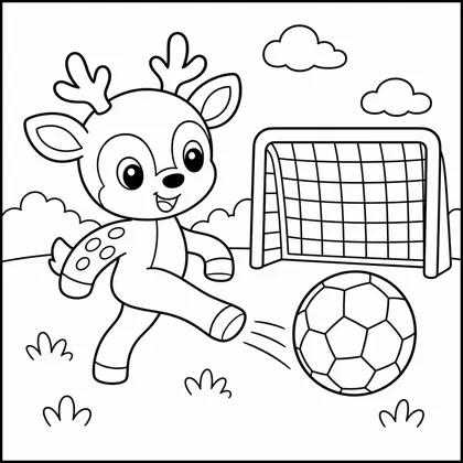 Dibujo de ciervo jugando al fútbol para colorear