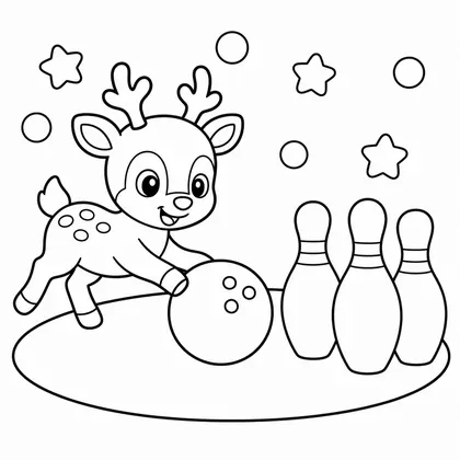 Dibujo de ciervo jugando a los bolos para colorear