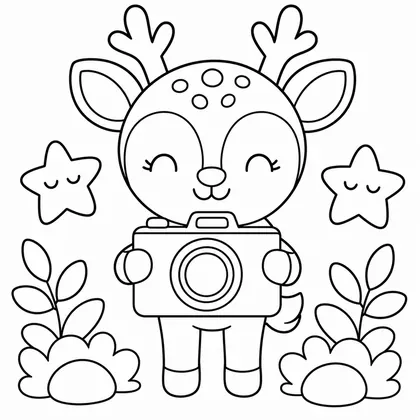 Dibujo de ciervo con cámara para colorear