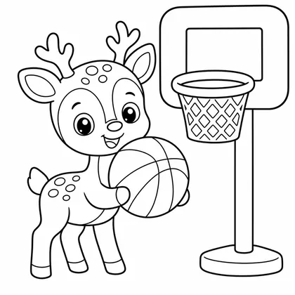 Dibujo de ciervo jugando al baloncesto para colorear