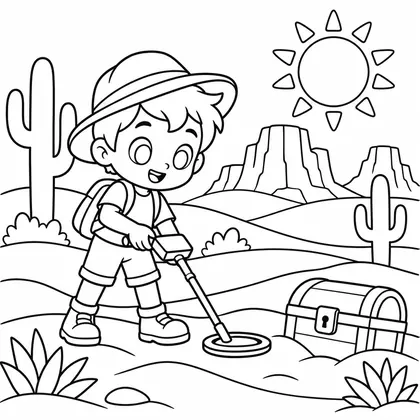 Dibujo de detector tesoro para colorear