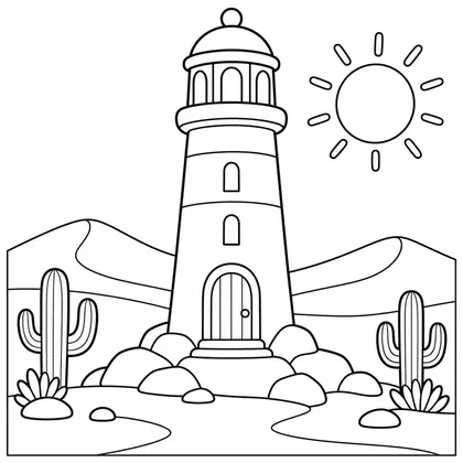 Dibujo de torre faro del desierto para colorear