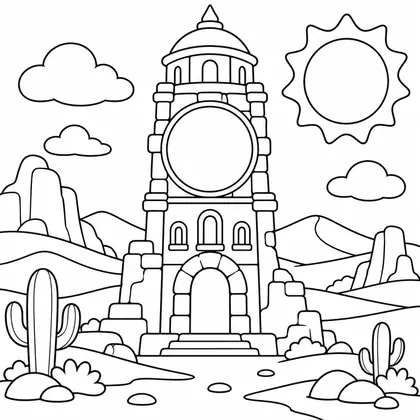 Dibujo de torre reloj para colorear