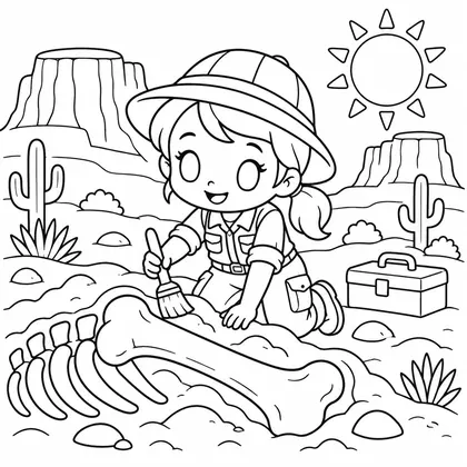 Dibujo de arqueologa y fosil para colorear