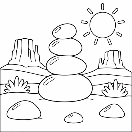 Dibujo de escultura de rocas para colorear
