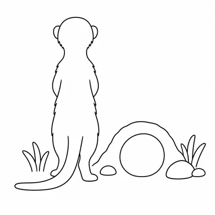 Dibujo de suricata de espaldas para colorear