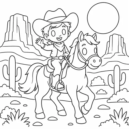 Dibujo de vaquero a caballo para colorear