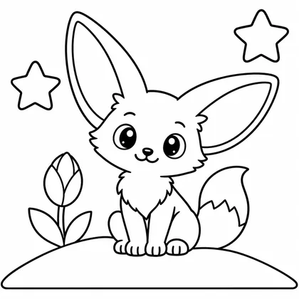 Dibujo de zorro fenec en duna para colorear
