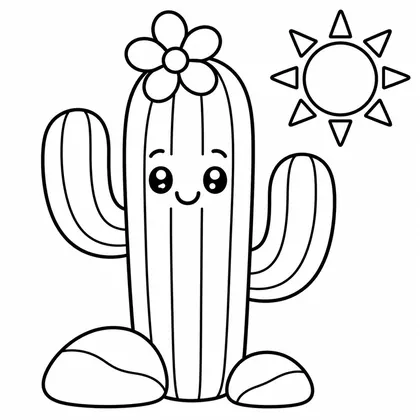 Dibujo de cactus con flor para colorear