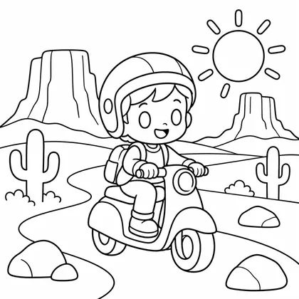 Dibujo de patinete en dunas para colorear
