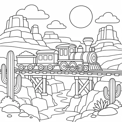 Dibujo de tren en canon para colorear