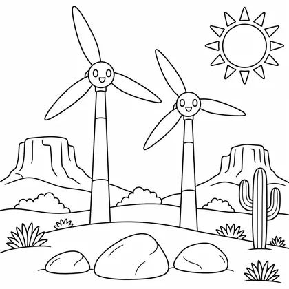 Dibujo de aerogeneradores para colorear