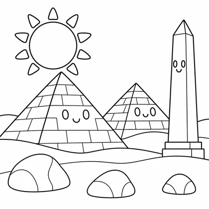 Dibujo de piramides y obelisco para colorear