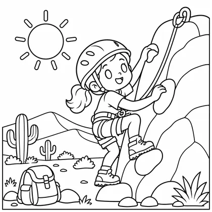 Dibujo de escalada en roca para colorear