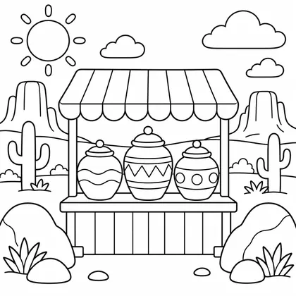 Dibujo de puesto de ceramica para colorear