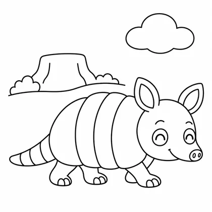 Dibujo de armadillo y mesa para colorear