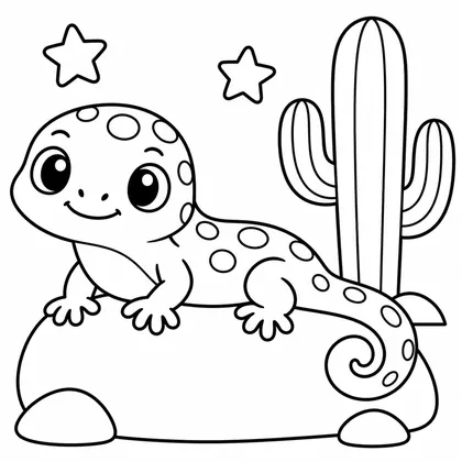 Dibujo de lagarto sobre roca para colorear
