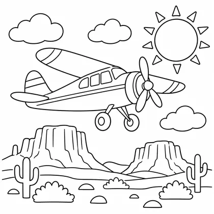 Dibujo de avion sobre mesas para colorear