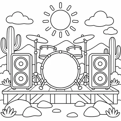 Dibujo de escenario musica para colorear