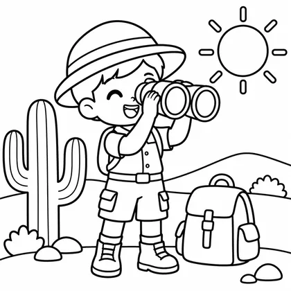 Dibujo de explorador con prismaticos para colorear