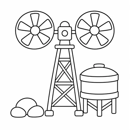 Dibujo de bomba de agua eolica para colorear