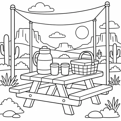 Dibujo de mesa de picnic para colorear