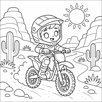Dibujo de moto en sendero para colorear