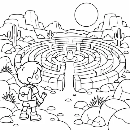Dibujo de laberinto de piedra para colorear