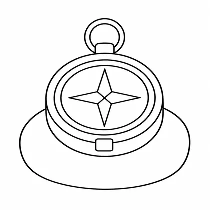Dibujo de brujula en roca para colorear