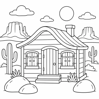 Dibujo de cabana del desierto para colorear