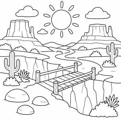Dibujo de puente sobre canon para colorear