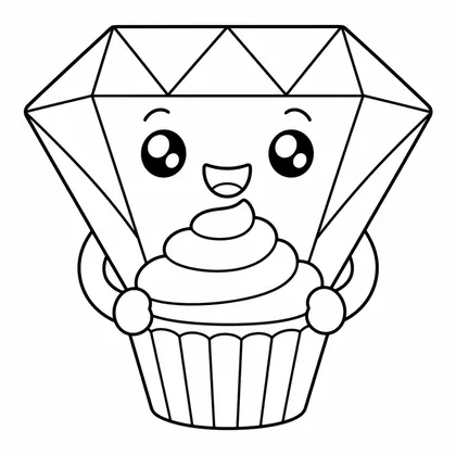 Dibujo de diamante con cupcake para colorear