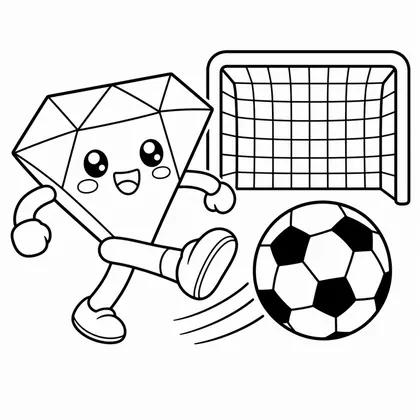 Dibujo de diamante con pelota de futbol para colorear
