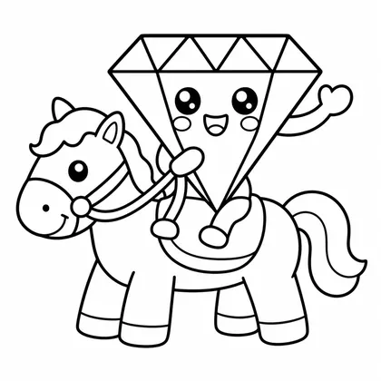 Dibujo de diamante con caballo de juguete para colorear