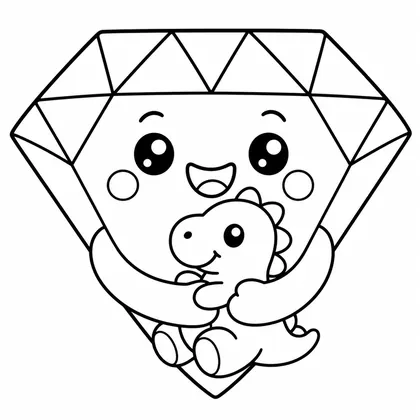Dibujo de diamante con dinosaurio para colorear