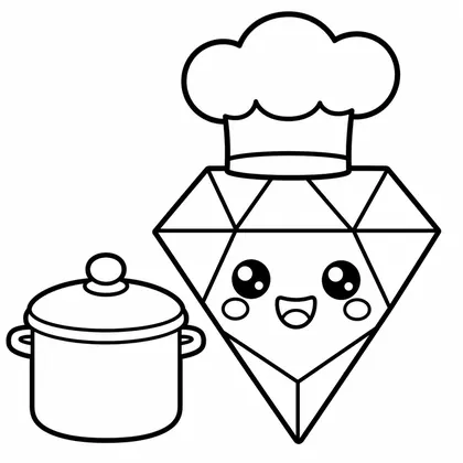 Dibujo de diamante con olla para colorear