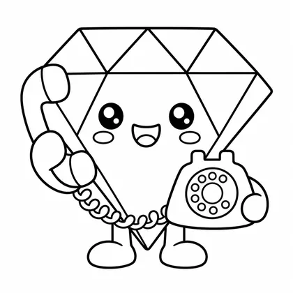 Dibujo de diamante con teléfono para colorear
