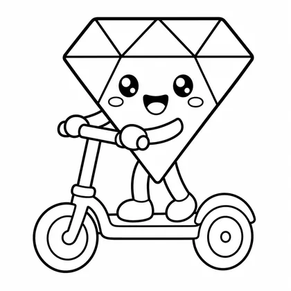 Dibujo de diamante con patinete para colorear
