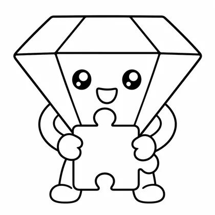 Dibujo de diamante con puzzle para colorear