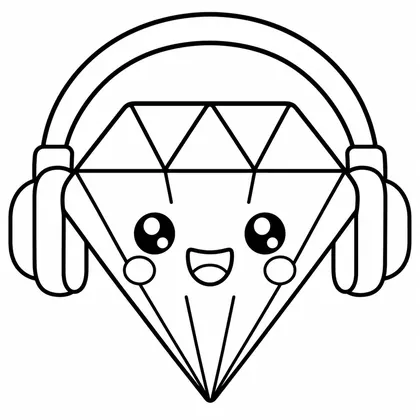 Dibujo de diamante con auriculares para colorear