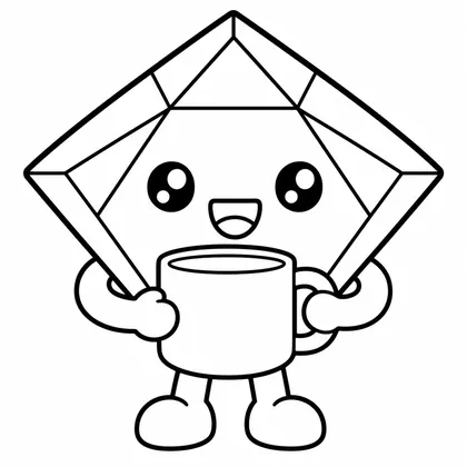 Dibujo de diamante con taza para colorear