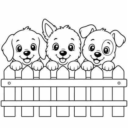 Three puppies coloring page