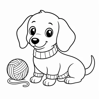 Dachshund with sweater coloring page