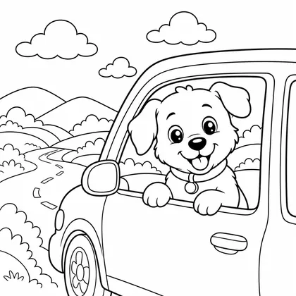 Travel dog coloring page