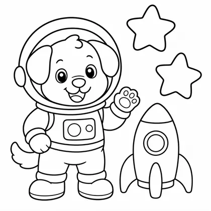 Dibujo de perro astronauta para colorear