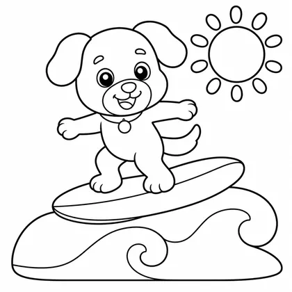 Dibujo de perro surfeando para colorear