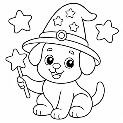 Dibujo de perro mago para colorear