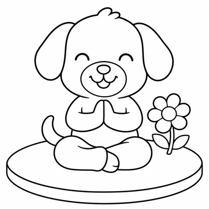 Dibujo de perro haciendo yoga para colorear